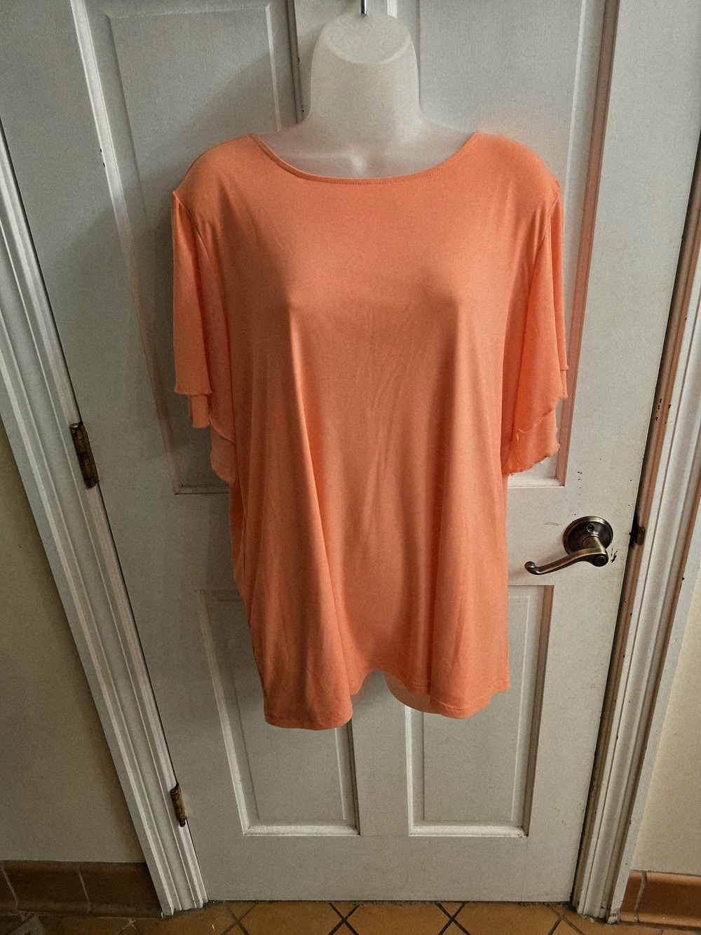 Torrid Coral Flutter Sleeve Tunic Top